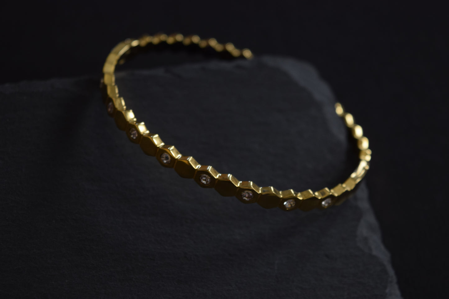 Gold Zirconia Bangle