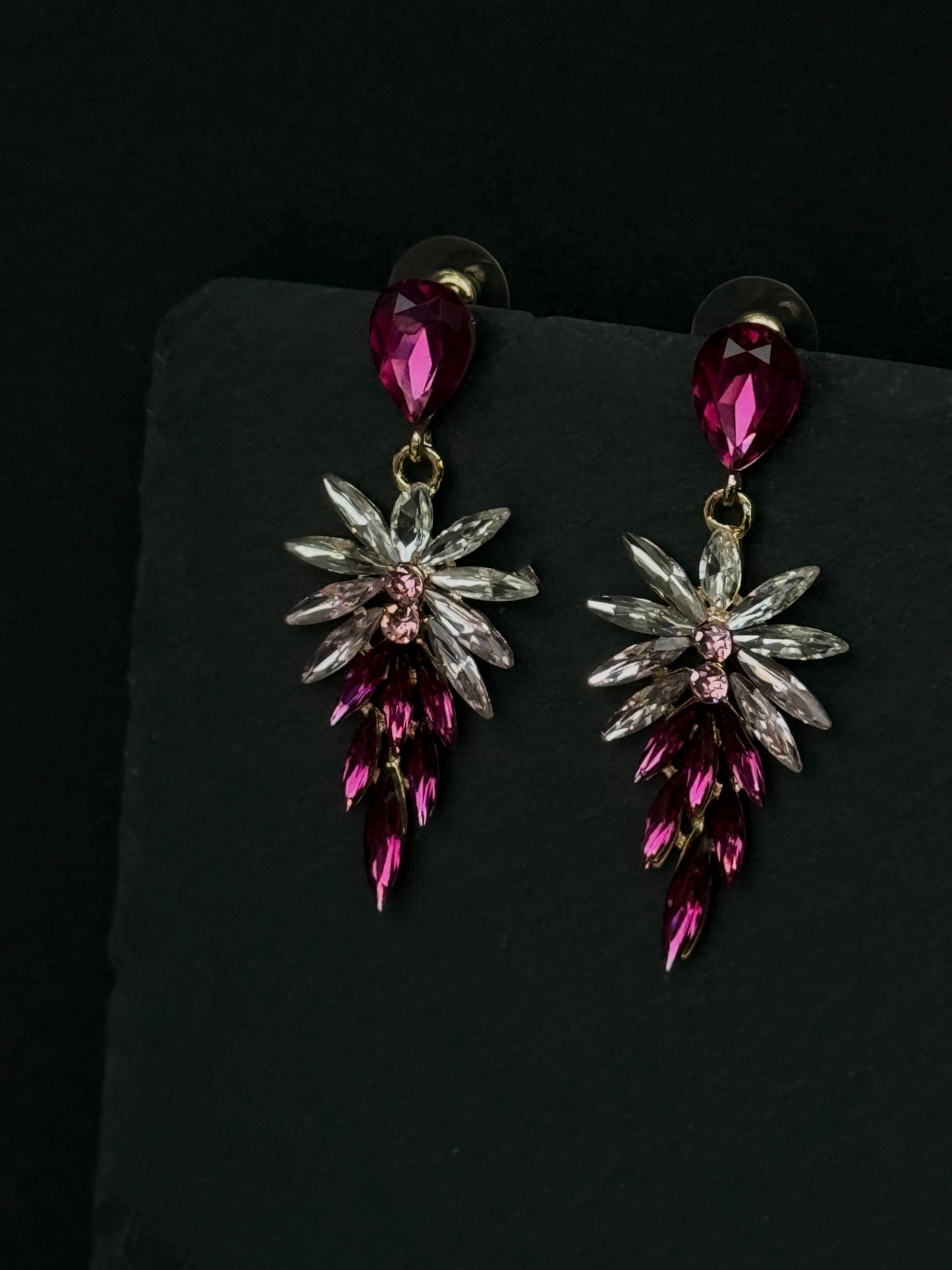 Crystal Flower Drop Earrings
