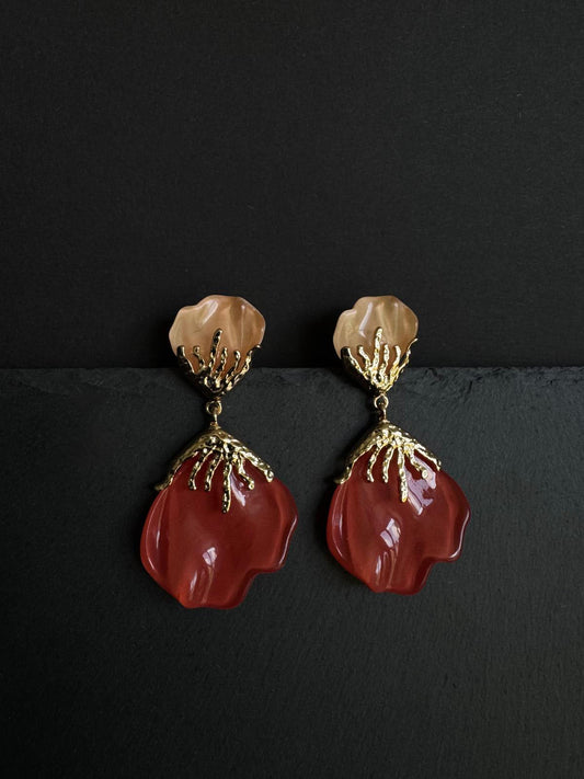 Orange Petal Earrings