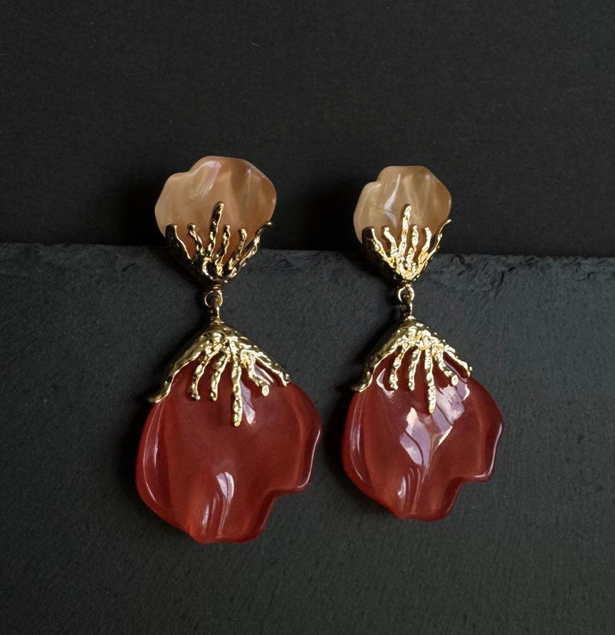 Orange Petal Earrings