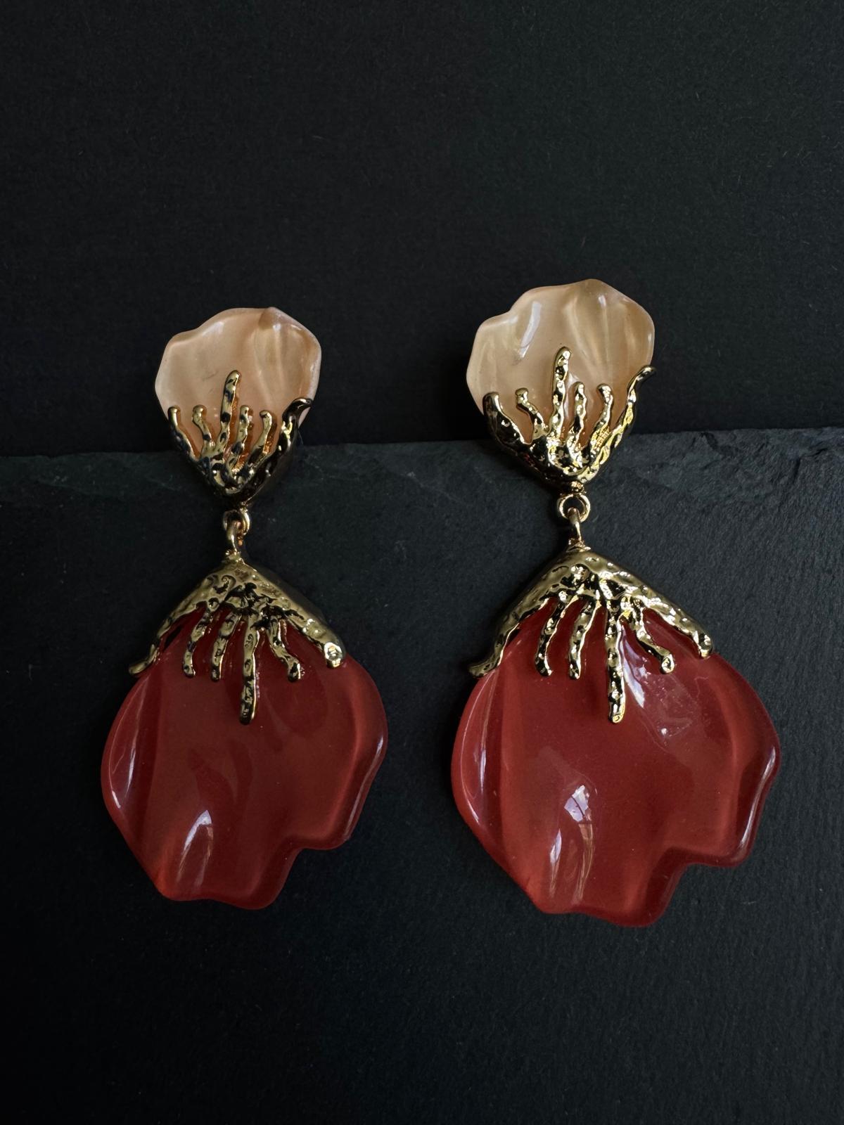 Orange Petal Earrings