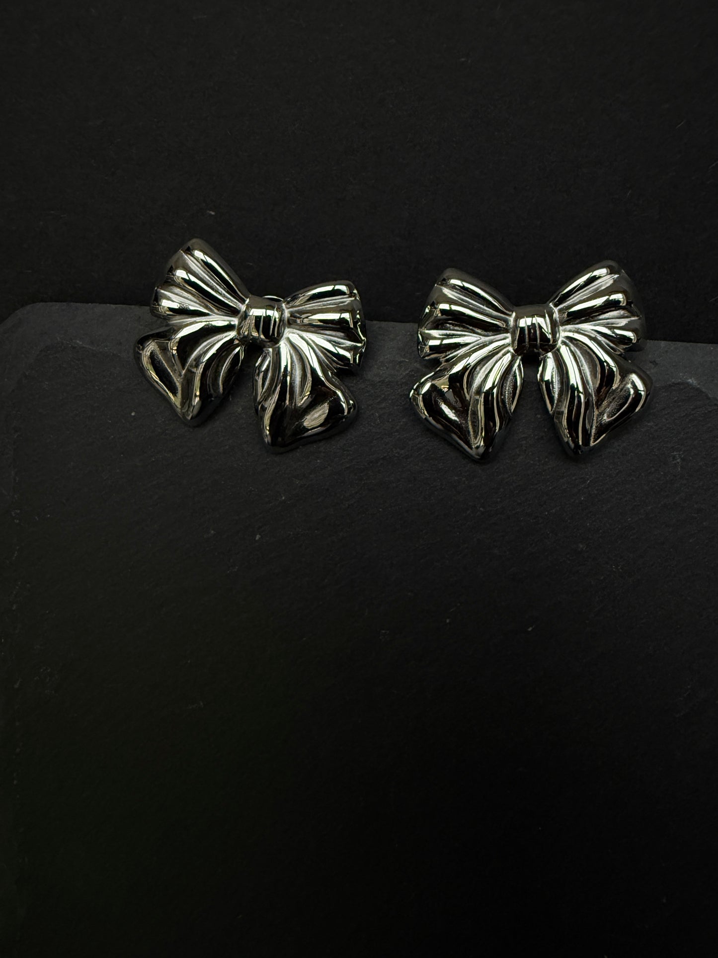 Silver Bow Earrings