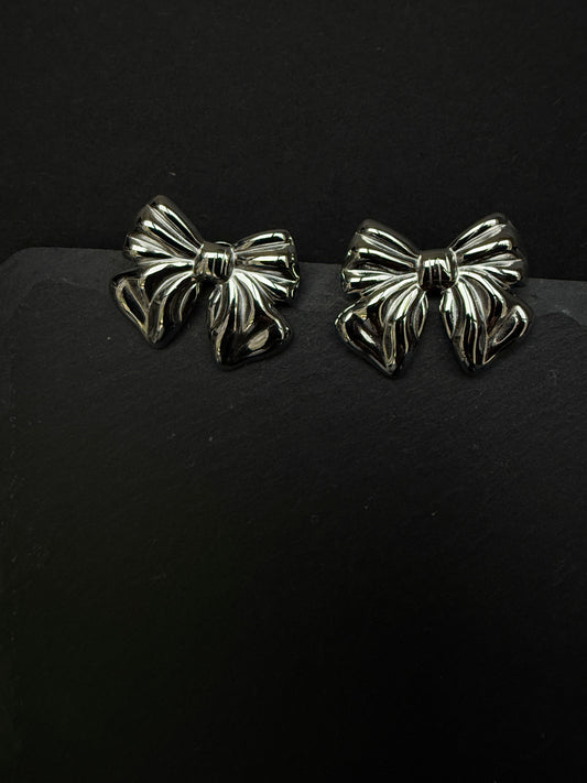 Silver Bow Earrings